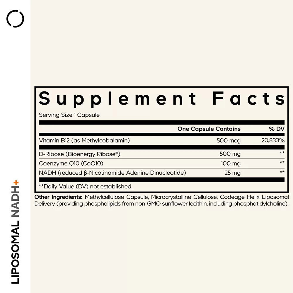 Codeage Liposomal NADH+ (60 Veg Capsules)