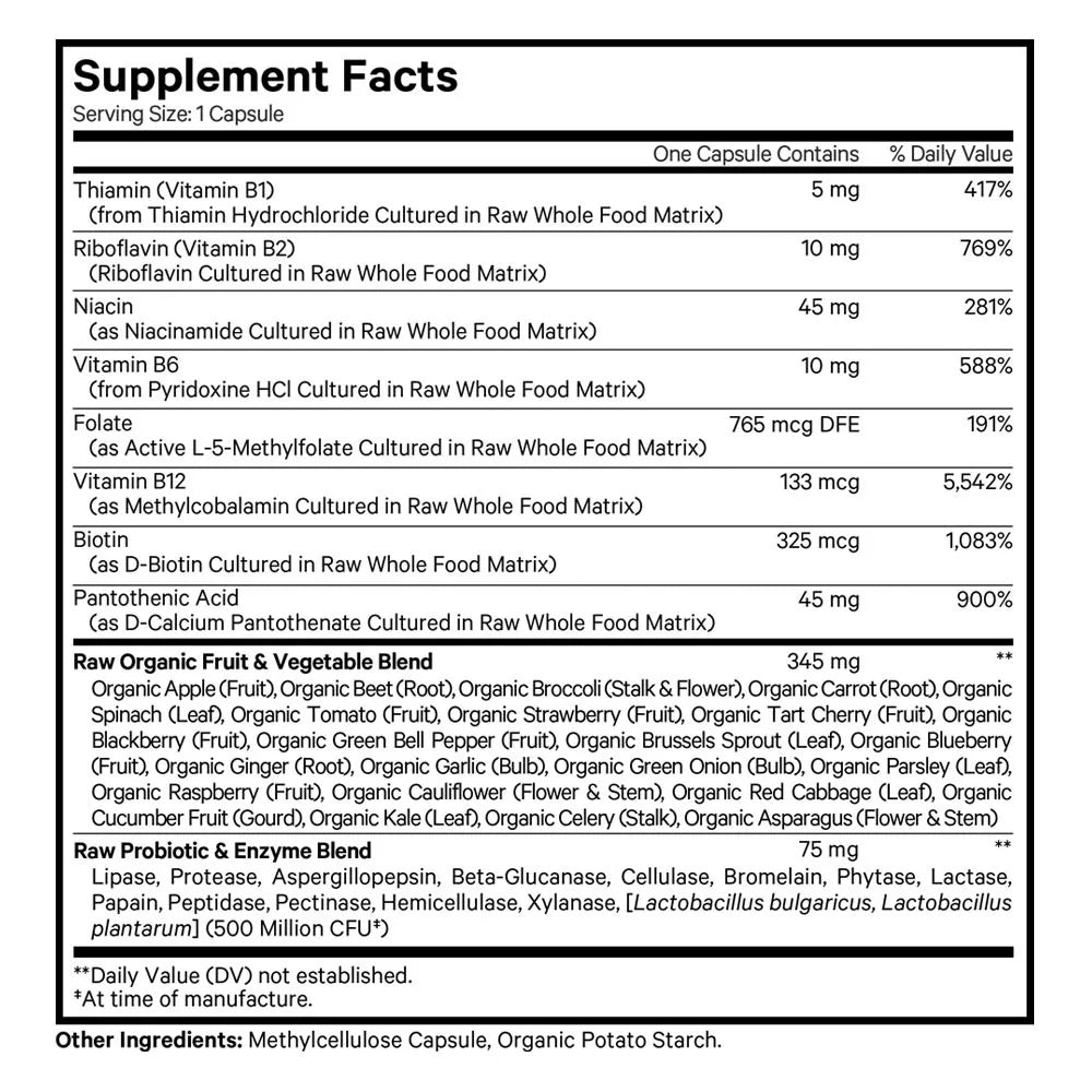 Codeage Raw Vitamin B-Complex (60 Veg Capsules)