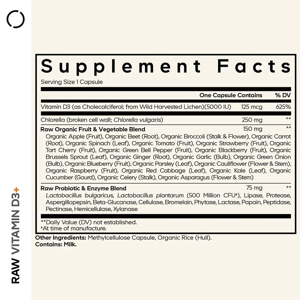 Codeage Raw Vitamin D3+ (60 Veg Capsules)