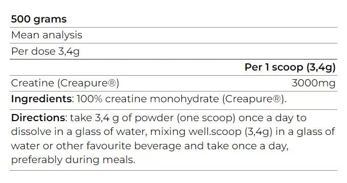 Yamamoto Research Crea Powder Creapure Quality (500 g, Unflavored)