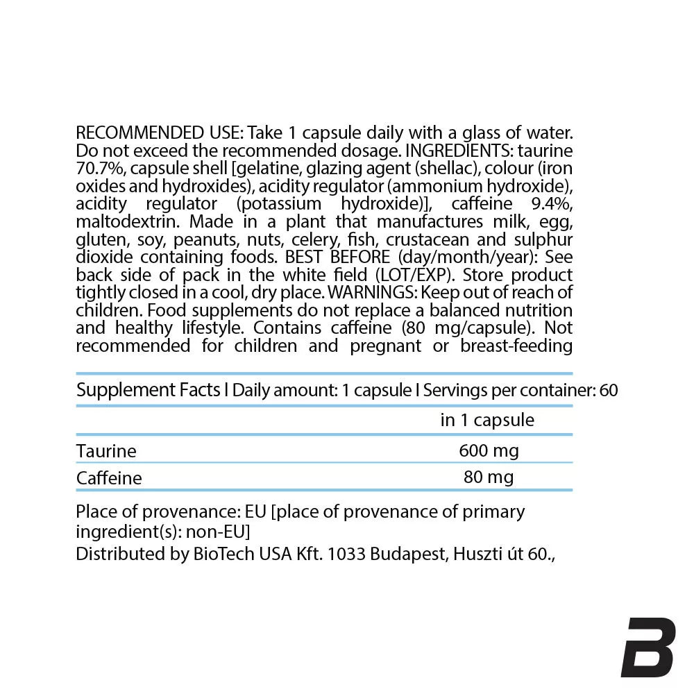 BioTechUSA Caffeine + Taurine (60 Capsules)