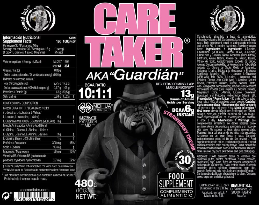 Zoomad Labs Caretaker® BCAAs 10:1:1 (480 g, Strawberry Cream)