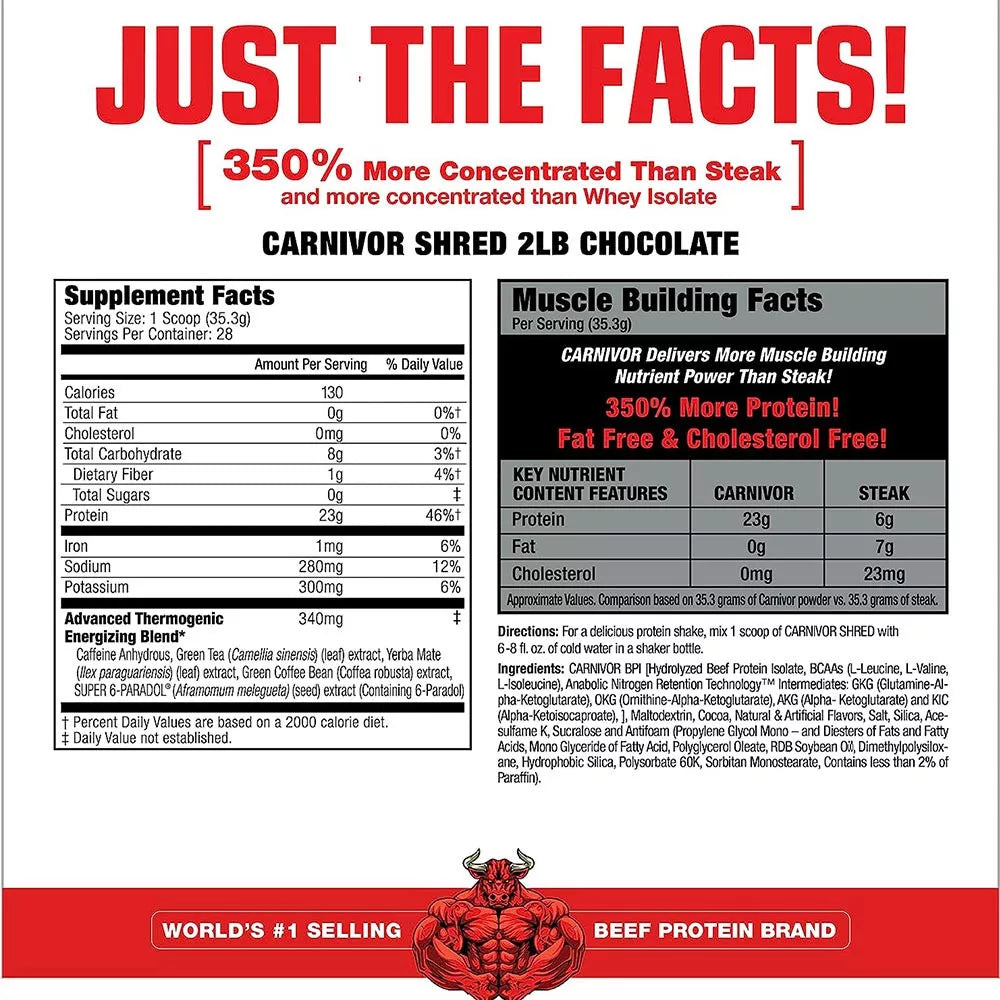 MuscleMeds Carnivor Shred 100% Beef Protein + Fat Burn (968 g, Chocolate)