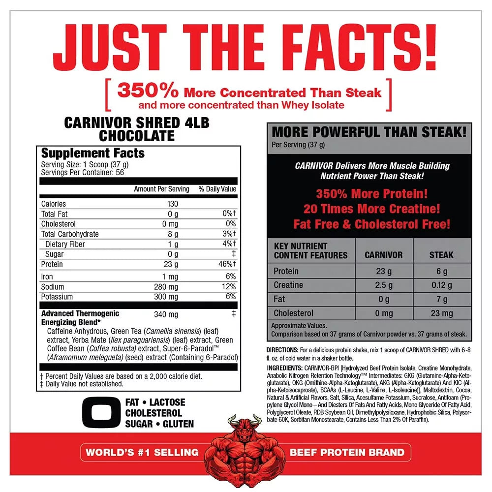MuscleMeds Carnivor Shred 100% Beef Protein + Fat Burn (1736 g, Vanilla Caramel)