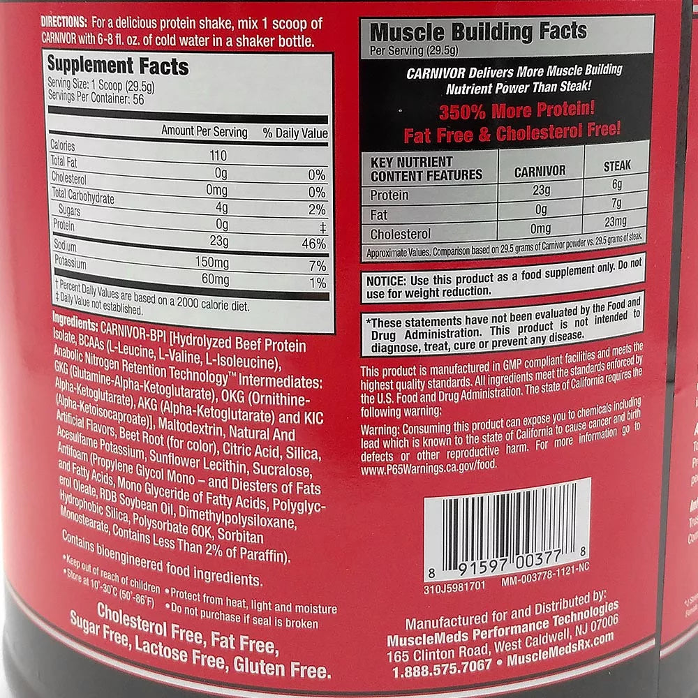 MuscleMeds Carnivor™ 100% Beef Protein (1624 g, Strawberry)