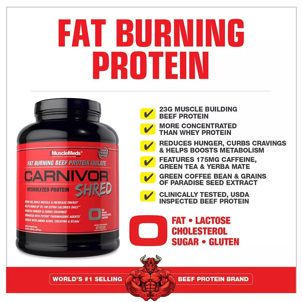 MuscleMeds Carnivor Shred 100% Beef Protein + Fat Burn (1736 g, Vanilla Caramel)