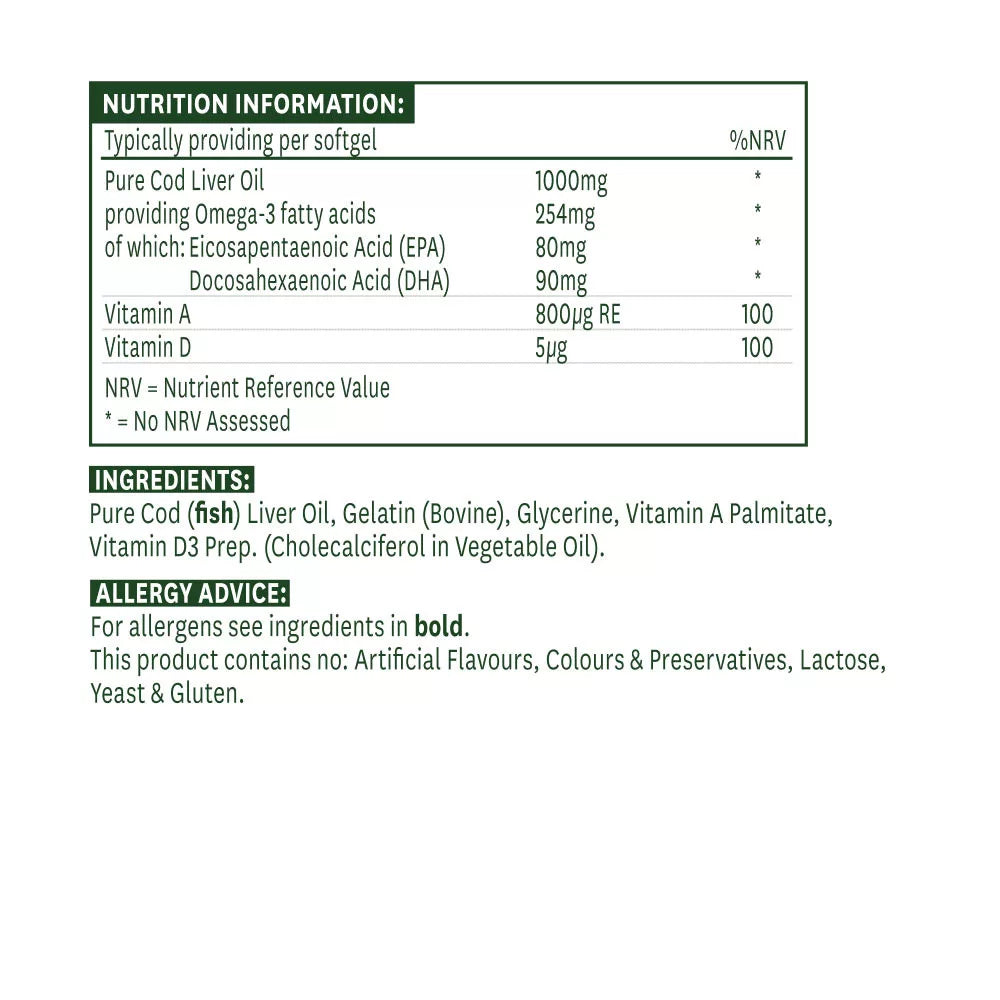 Natures Aid Cod Liver Oil 1000 mg (90 Softgels)
