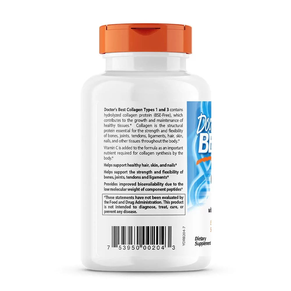 Doctor's Best Collagen Types 1 and 3 + Vitamin C 1000 mg (180 Tablets)