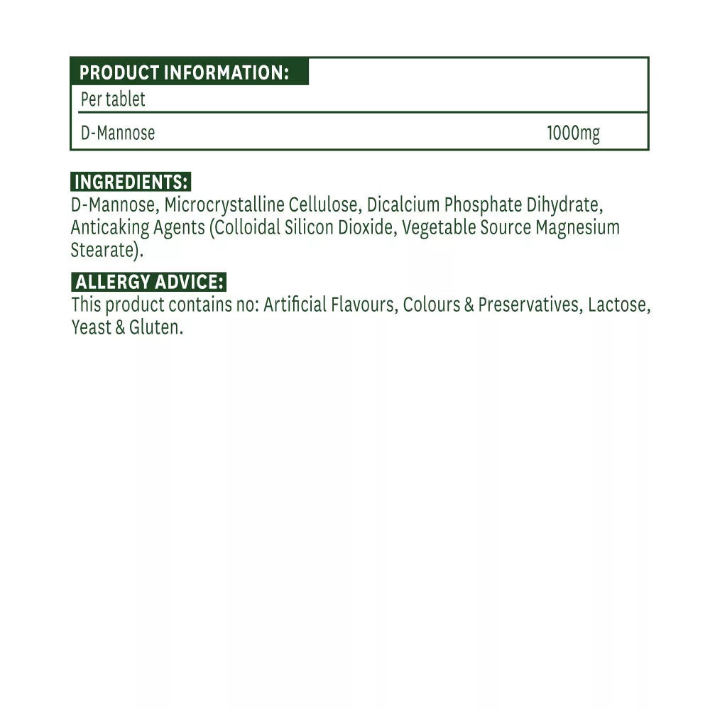 Natures Aid D-Mannose 1000 mg (60 Tablets)