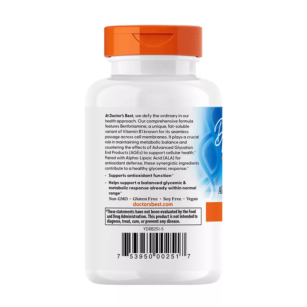 Doctor's Best Benfotiamine 150 + Alpha-Lipoic Acid 300 (60 Veggie Capsules)