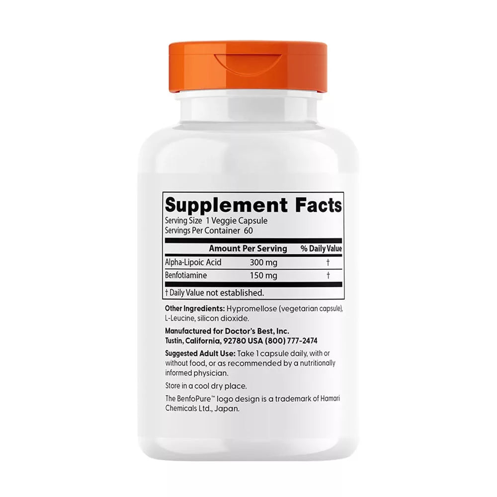 Doctor's Best Benfotiamine 150 + Alpha-Lipoic Acid 300 (60 Veggie Capsules)