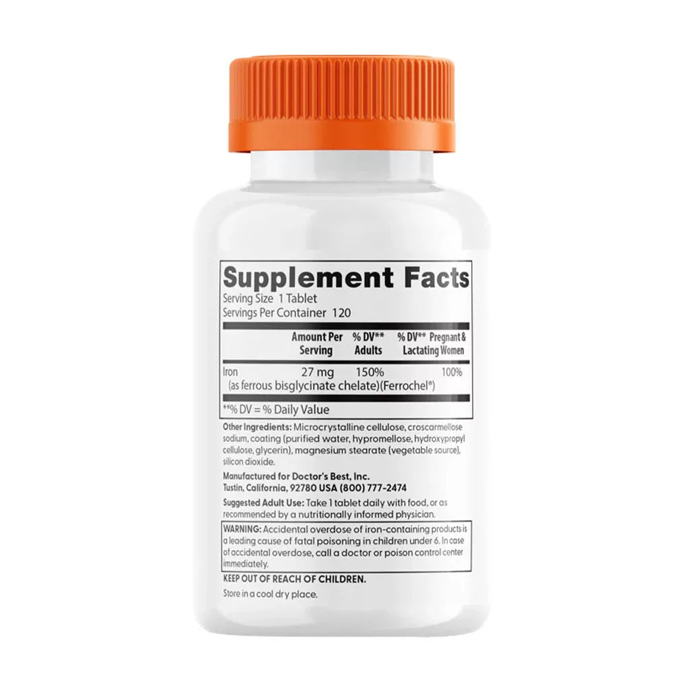 Doctor's Best High Absorption Iron 27 mg (120 Tablets)
