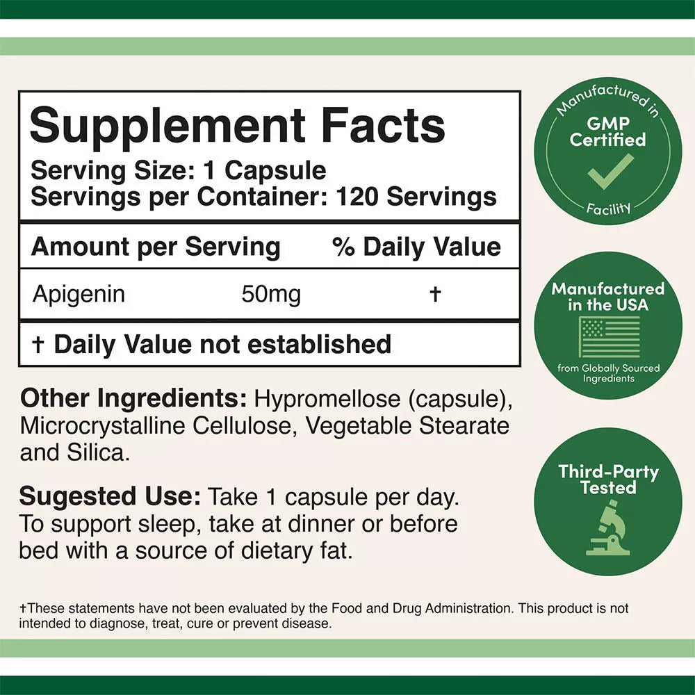 Double Wood Supplements Apigenin (120 Capsules)