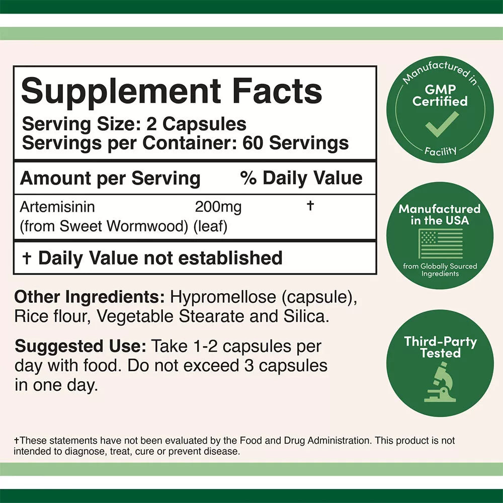 Double Wood Supplements Artemisinin (120 Capsules)