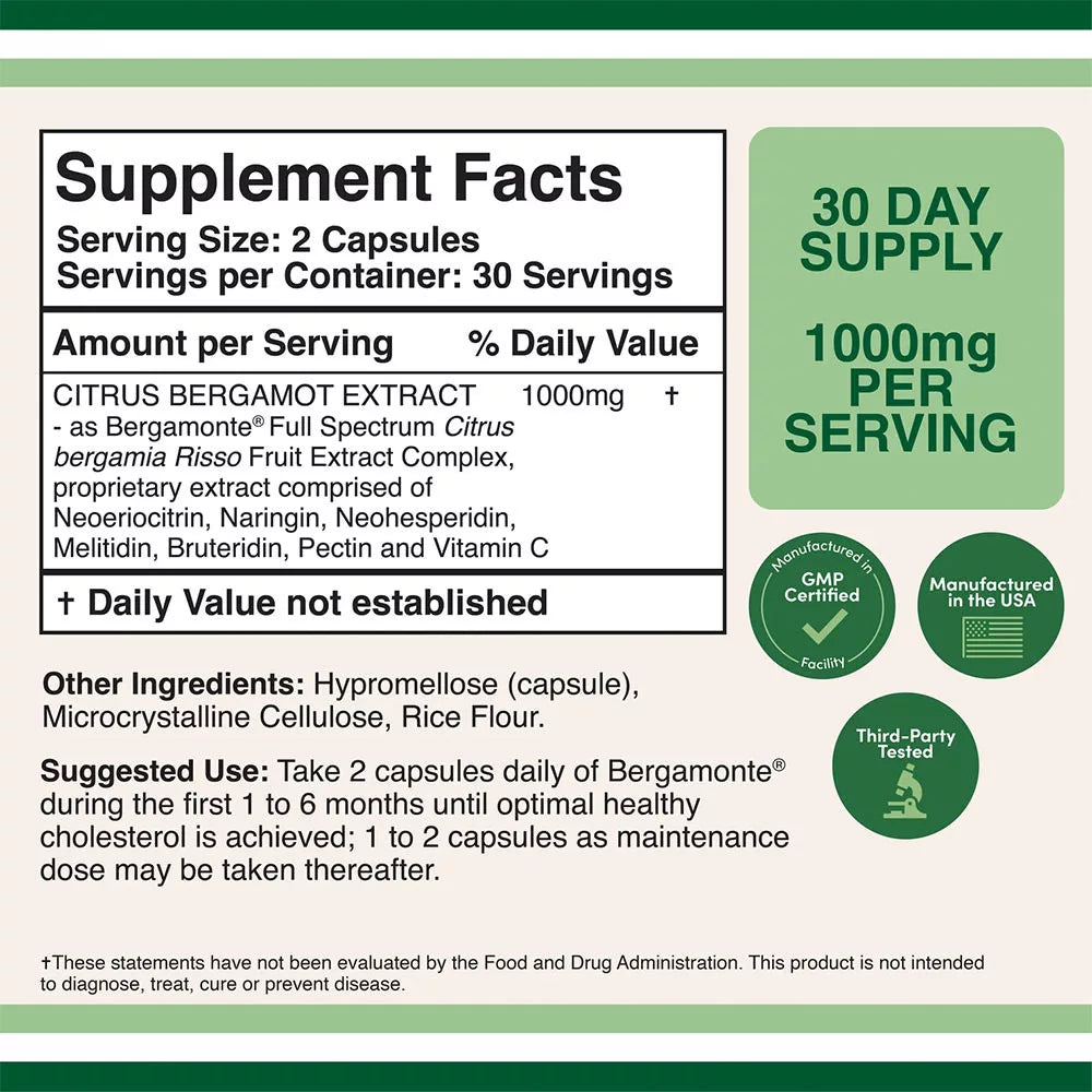 Double Wood Supplements Citrus Bergamot Extract (60 Capsules)