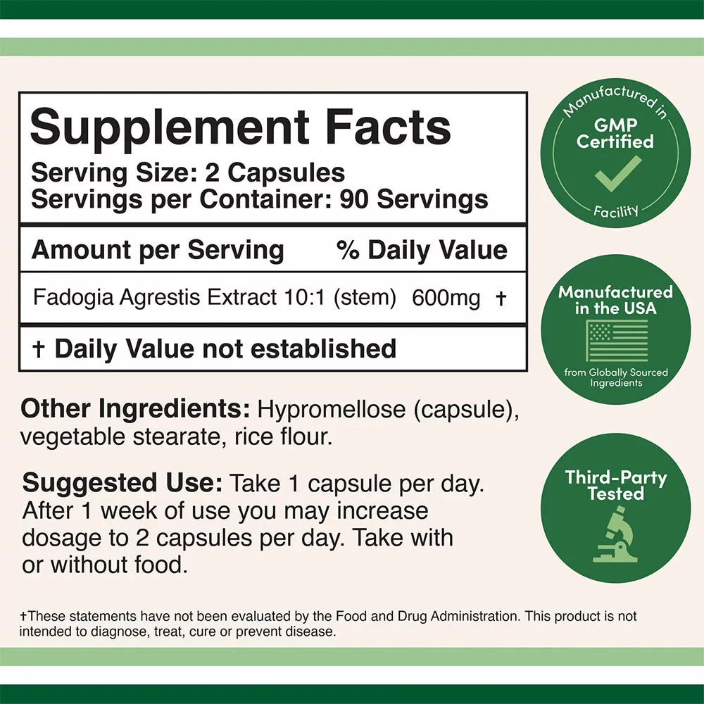 Double Wood Supplements Fadogia Agrestis (180 Capsules)