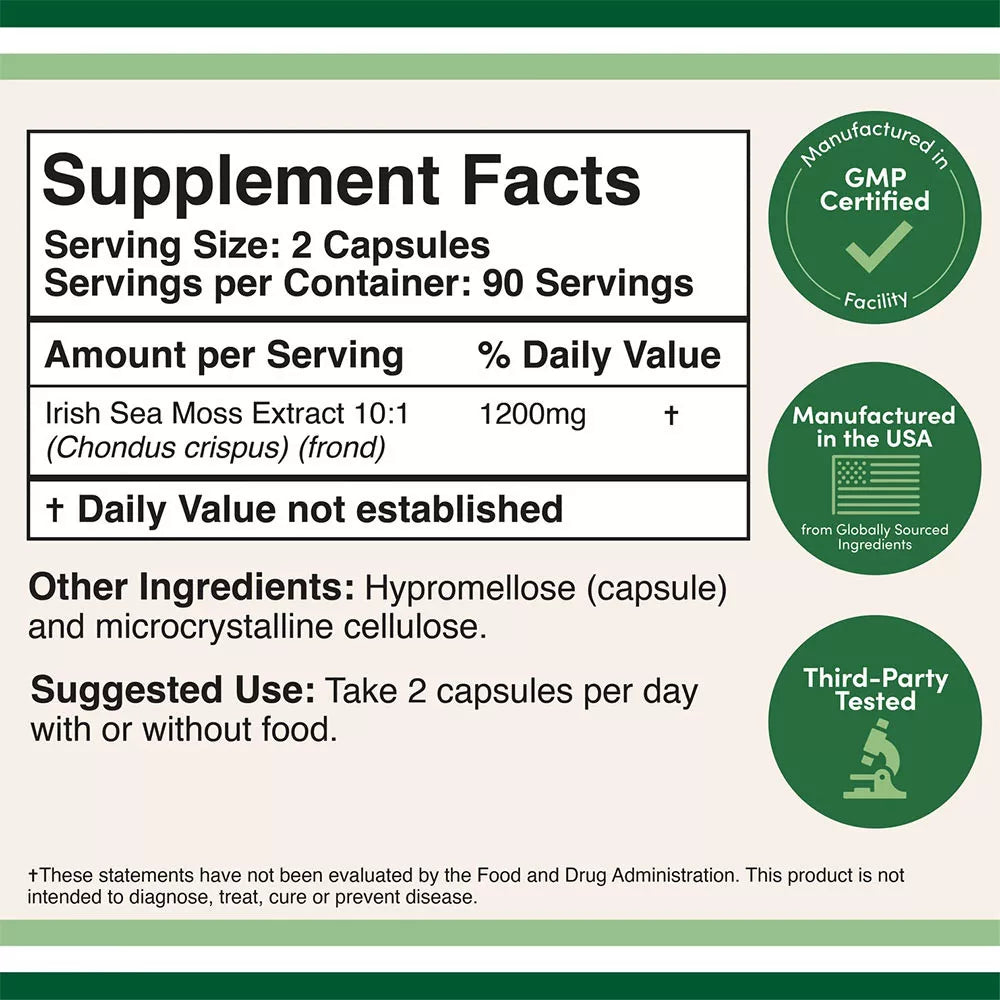 Double Wood Supplements Irish Sea Moss (180 Capsules)