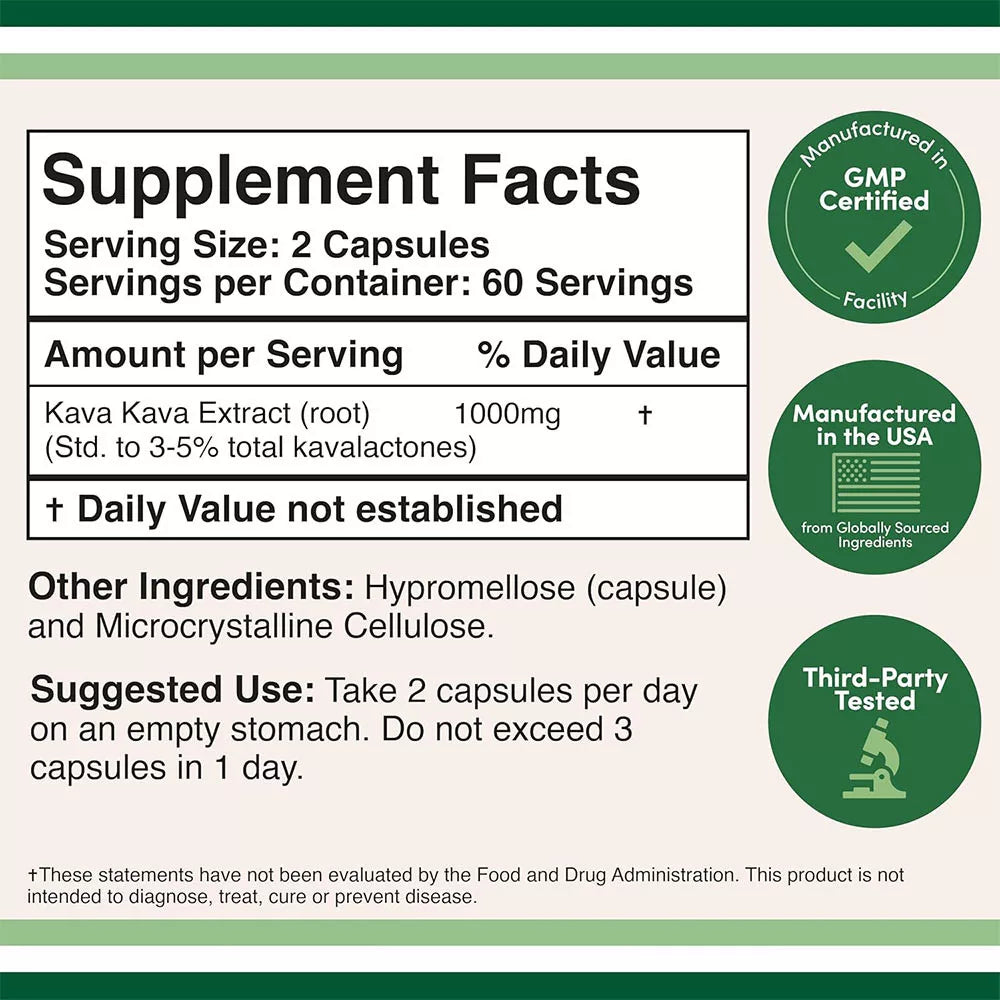 Double Wood Supplements Kava Kava 1000 mg (120 Capsules)