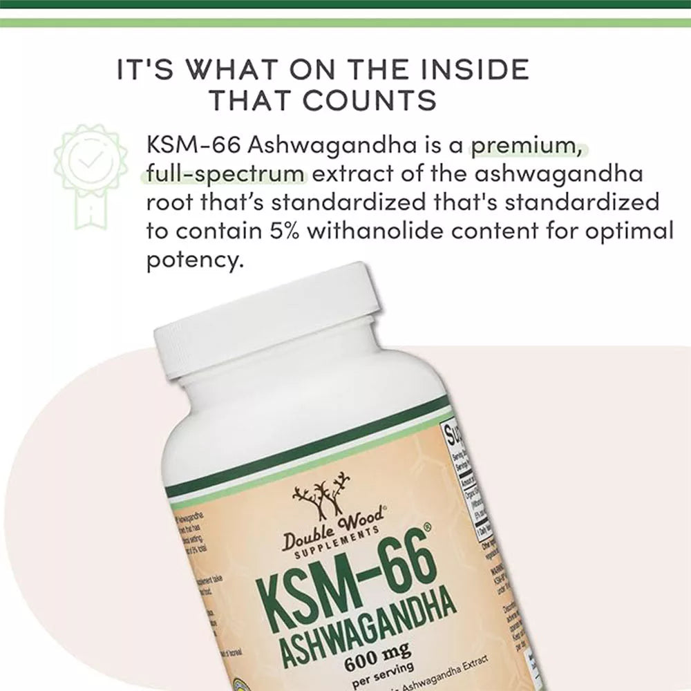 Double Wood Supplements KSM-66 Ashwagandha 600 mg (120 Capsules)
