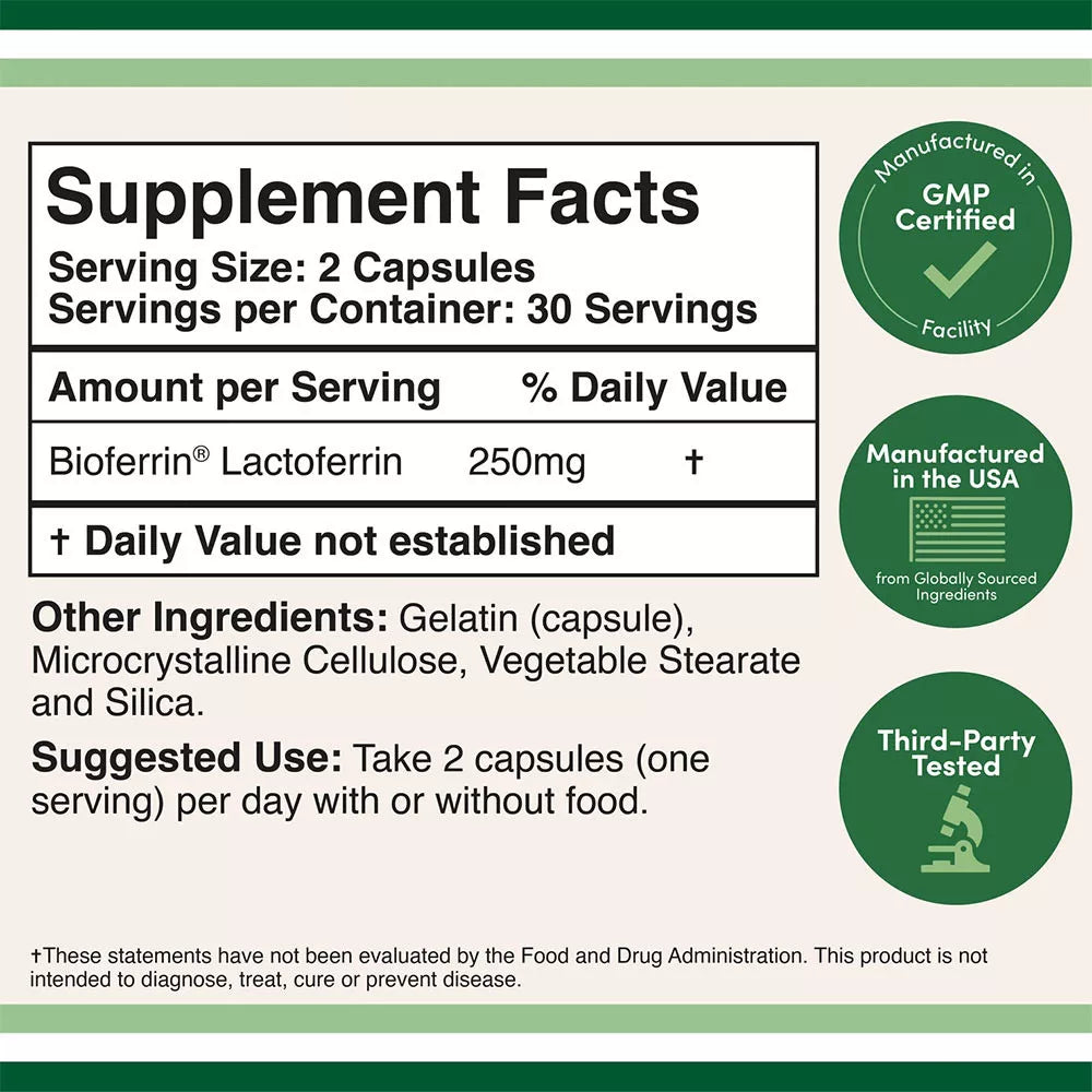 Double Wood Supplements Lactoferrin (60 Capsules)