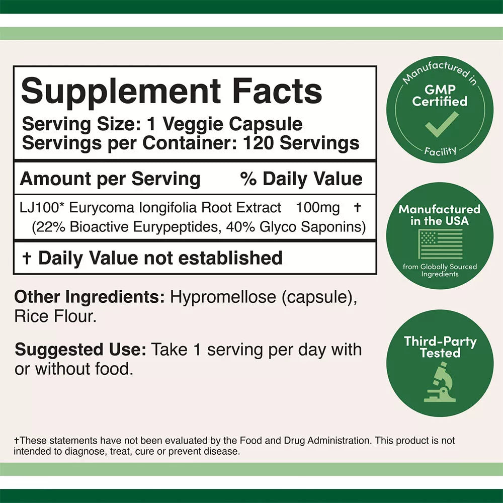 Double Wood Supplements LJ 100 Tongkat Ali (120 Capsules)