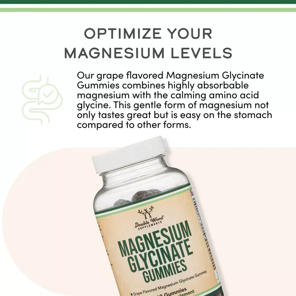 Double Wood Supplements Magnesium Glycinate Gummies (60 Gummies, Grape)