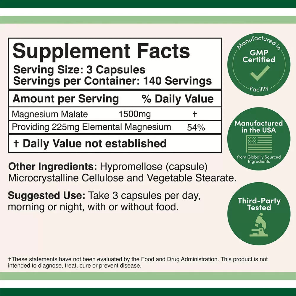 Double Wood Supplements Magnesium Malate (420 Capsules)