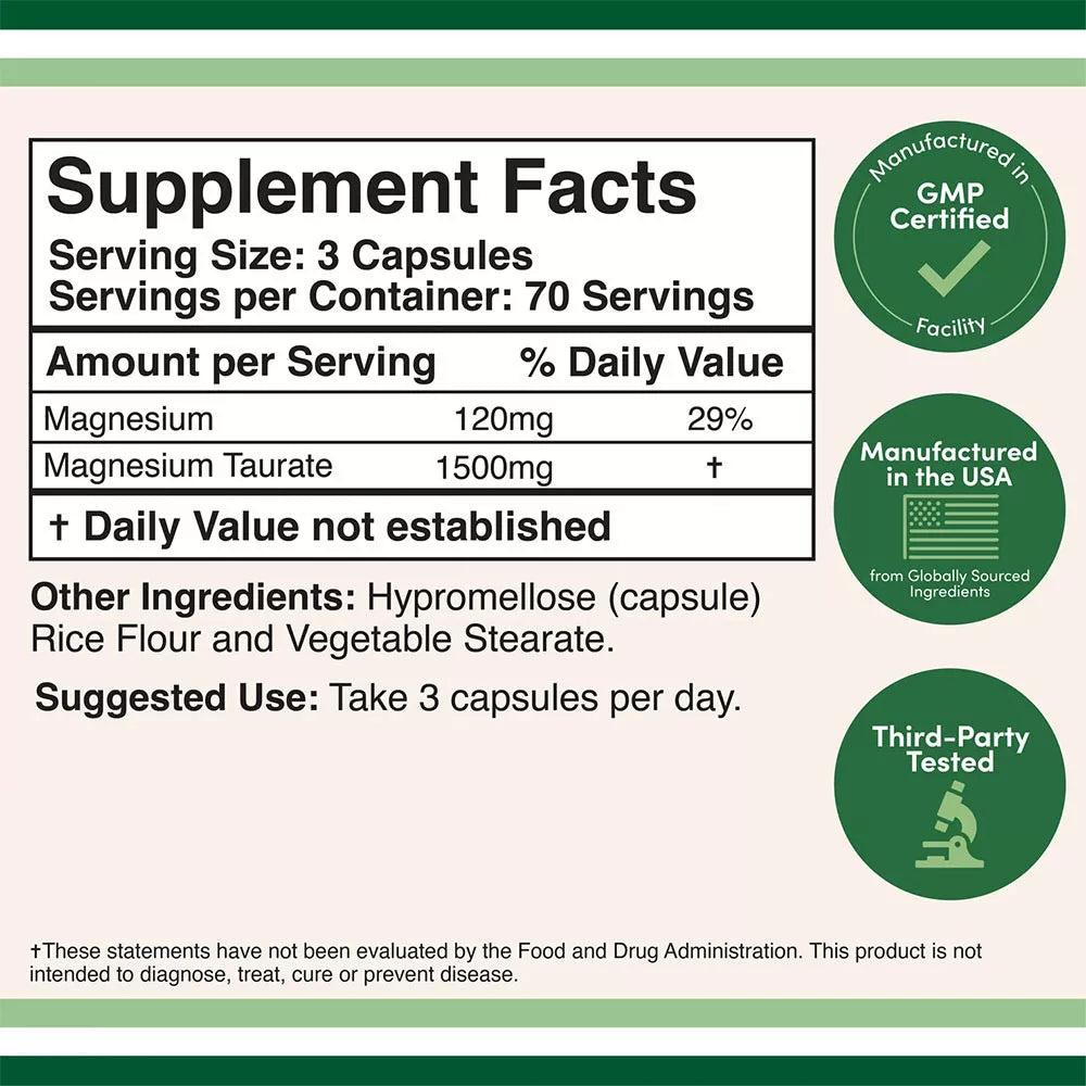 Double Wood Supplements Magnesium Taurate (210 capsules)