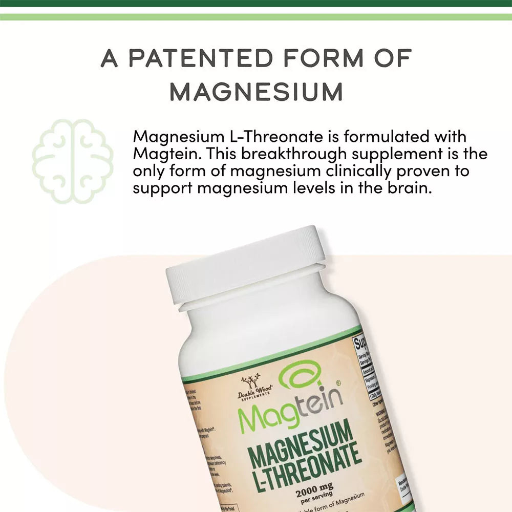 Double Wood Supplements Magnesium L-Threonate (Magtein) (120 Capsules)