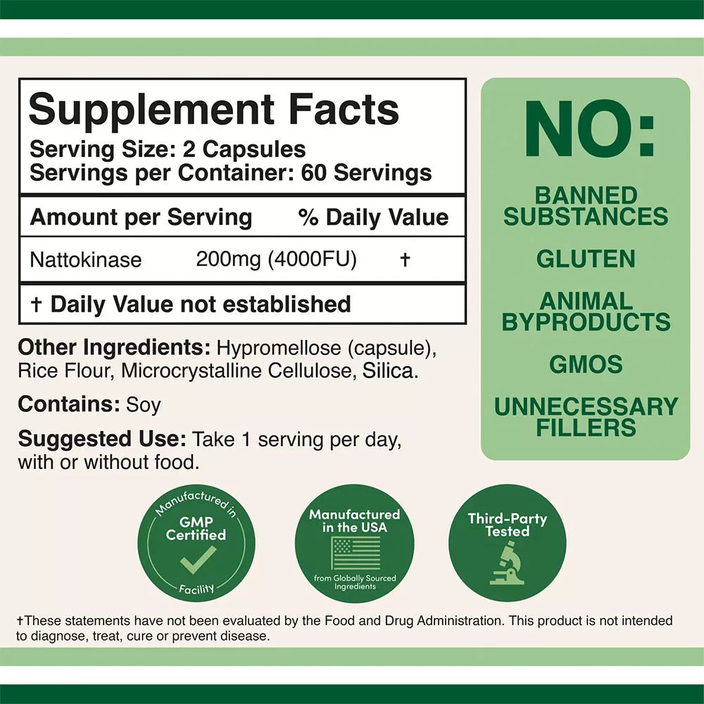 Double Wood Supplements Nattokinase (120 Capsules)