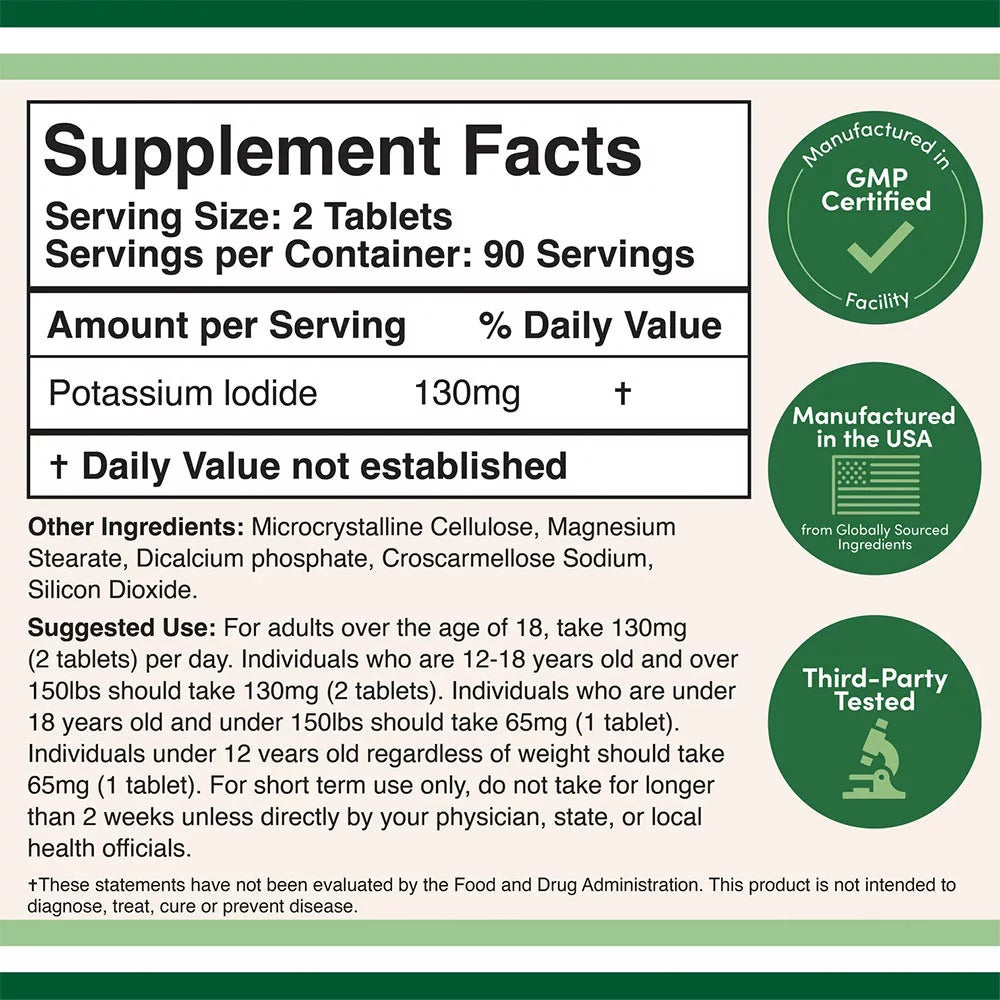 Double Wood Supplements Potassium Iodide (180 Tablets)