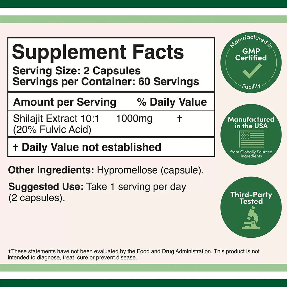 Double Wood Supplements Shilajit Resin (120 Capsules)