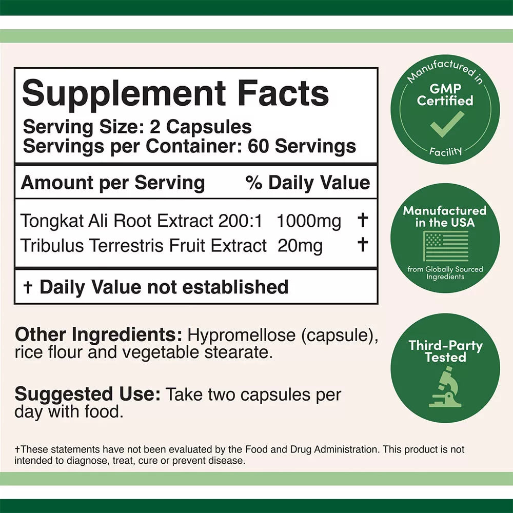 Double Wood Supplements Tongkat Ali Extract (120 Capsules)