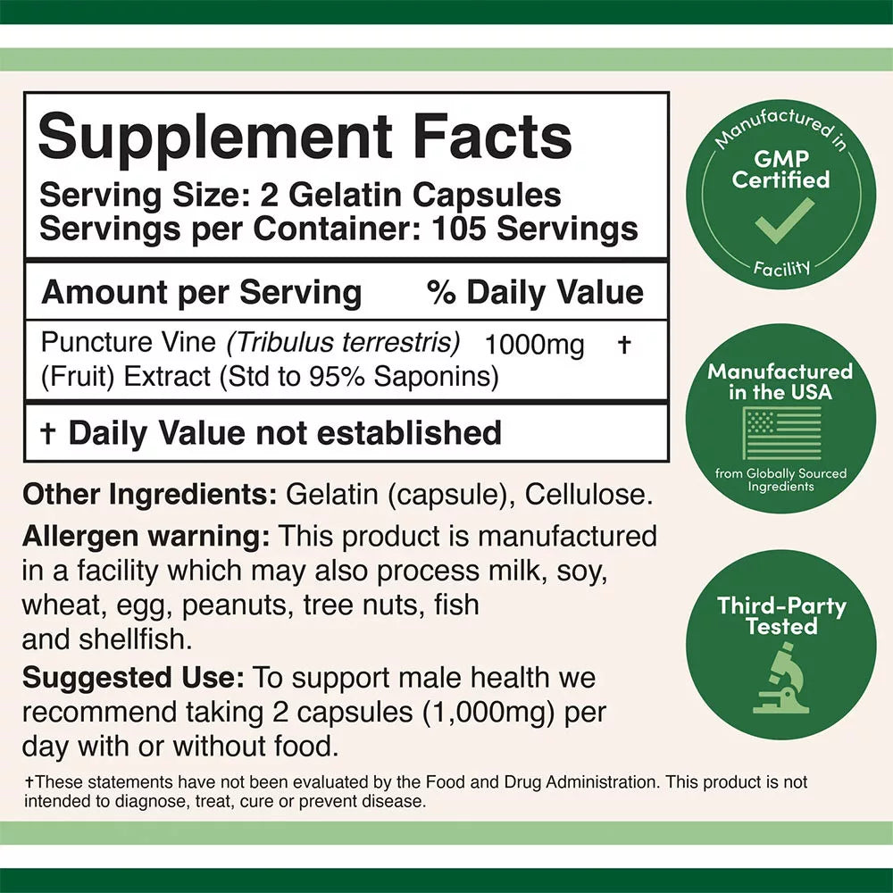 Double Wood Supplements Tribulus Terrestris (210 capsules)