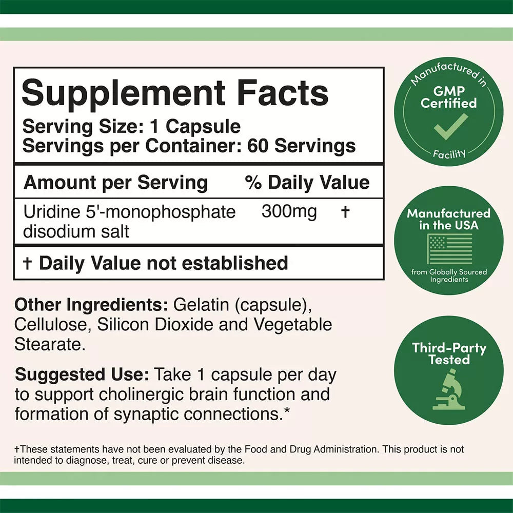 Double Wood Supplements Uridine (60 Capsules)