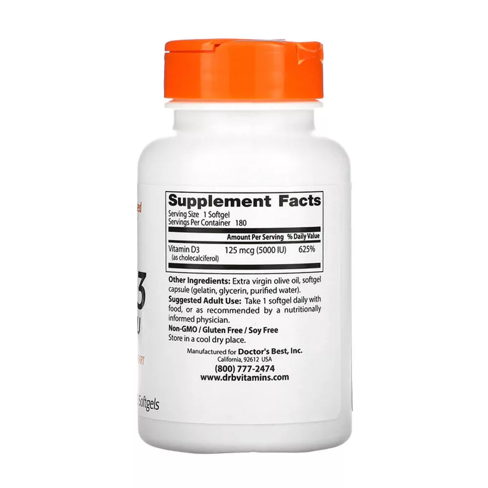 Doctor's Best Vitamin D3 5000 IU (180 Softgels)