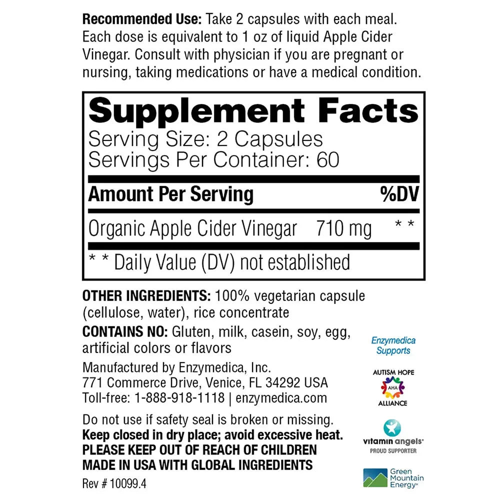 Enzymedica Apple Cider Vinegar (60 Capsules)