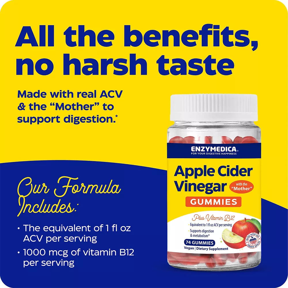 Enzymedica Apple Cider Vinegar Gummies (74 gummies)