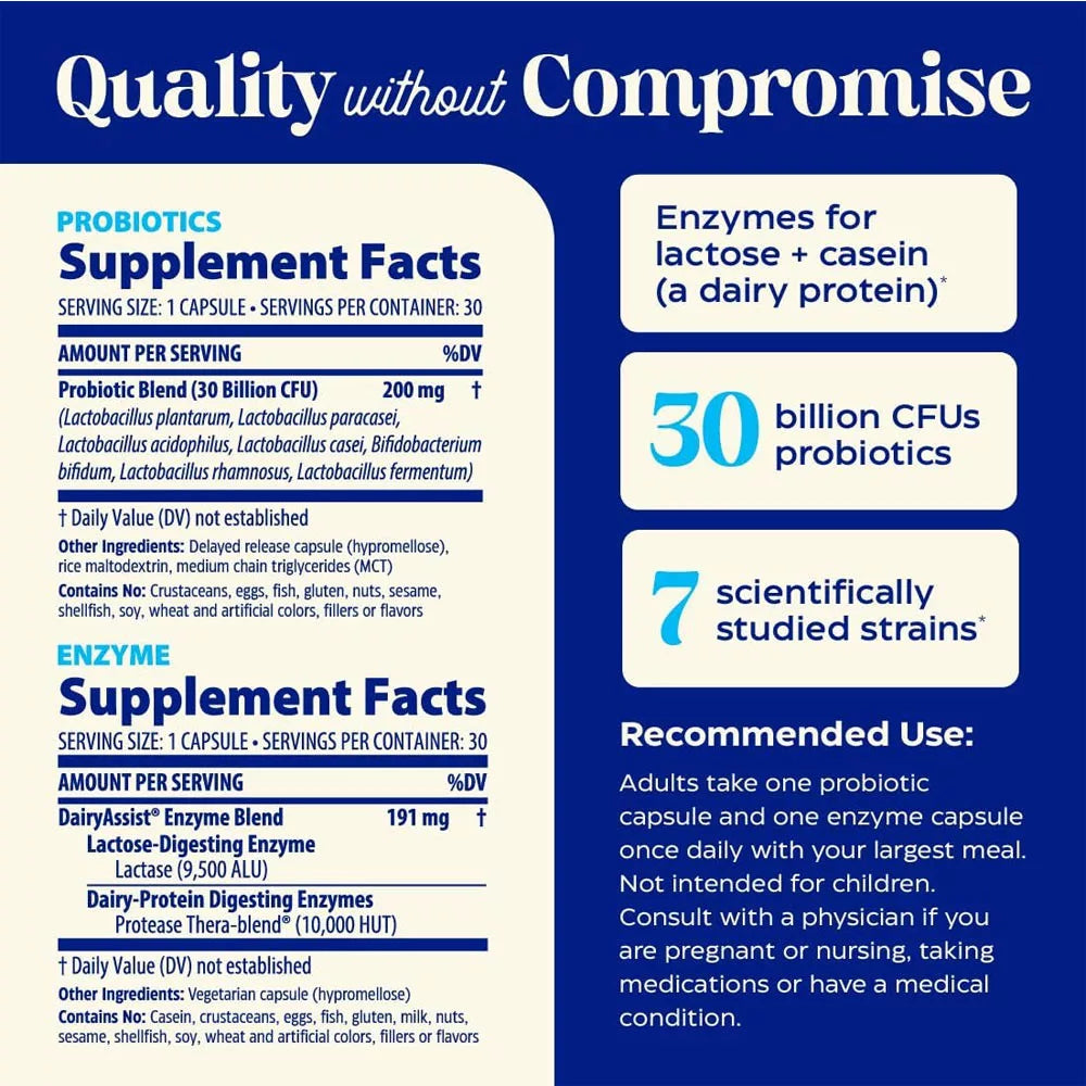 Enzymedica SubCulture™ Dinner Duo: Probiotics + Enzymes for Dairy Control* (30 x 2 Capsules)