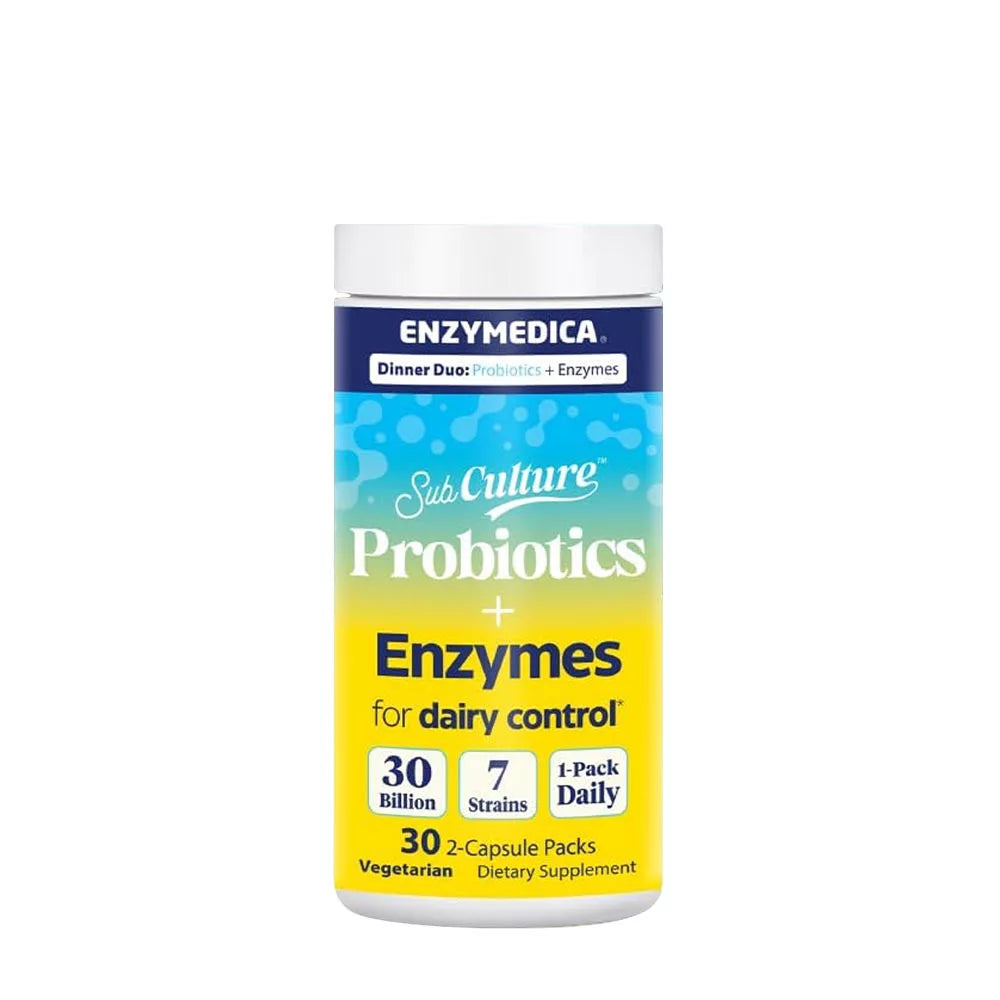 Enzymedica SubCulture™ Dinner Duo: Probiotics + Enzymes for Dairy Control* (30 x 2 Capsules)