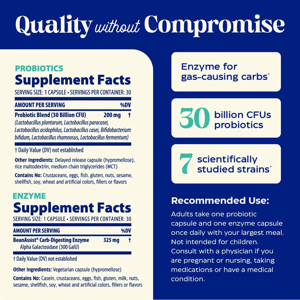 Enzymedica SubCulture™ Dinner Duo: Probiotics + Enzyme for Gas & Bloating* (30 x 2 Capsules)