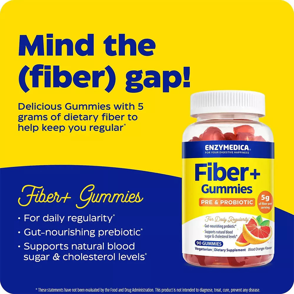 Enzymedica Fiber+ Gummies (90 Gummies, Blood Orange)