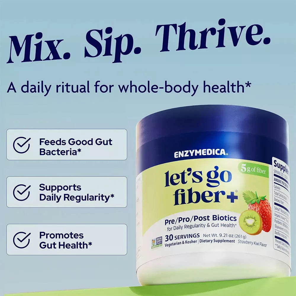 Enzymedica Let’s Go Fiber+ Strawberry Kiwi (30 Servings)