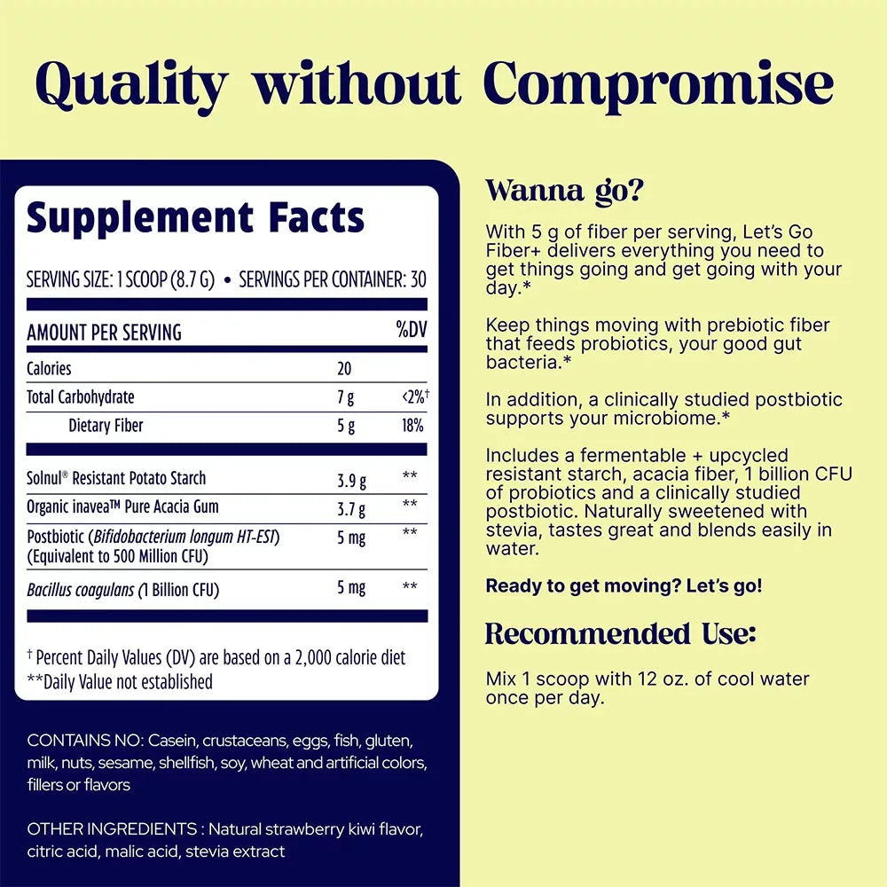 Enzymedica Let’s Go Fiber+ Strawberry Kiwi (30 Servings)