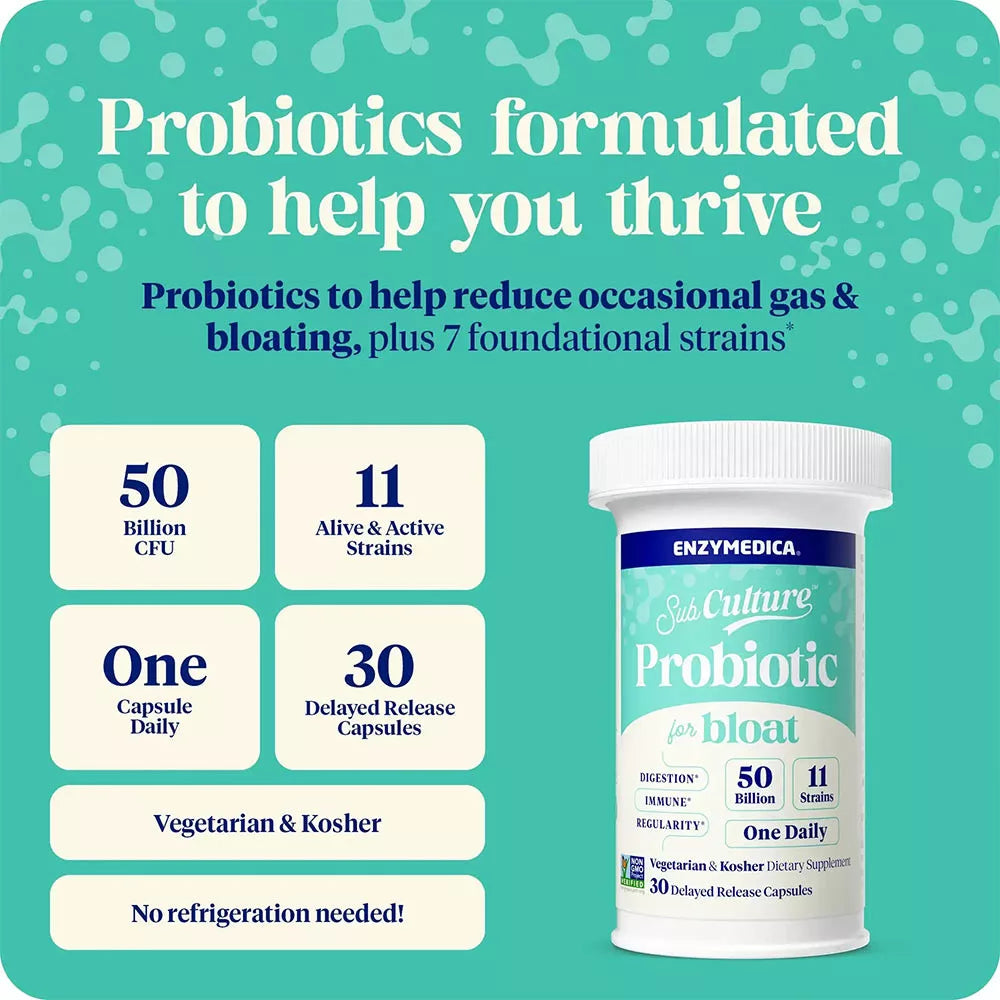 Enzymedica SubCulture™ Probiotic for Bloat (30 Capsules)