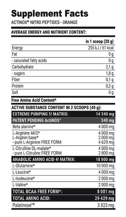 Extrifit Actinox Nitro Peptides (620 g, Orange)