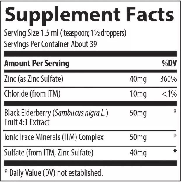 Trace Minerals Ionic Zinc + Elderberry (59 ml)