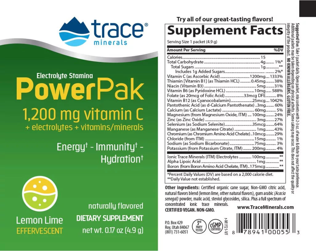 Trace Minerals Electrolyte Stamina Power Pak (30 Packs, Lemon Lime)