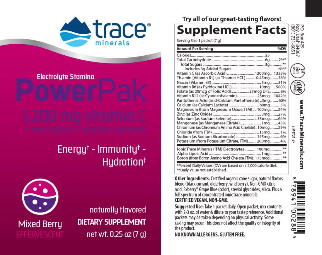 Trace Minerals Electrolyte Stamina Power Pak (30 Packs, Mixed Berry)