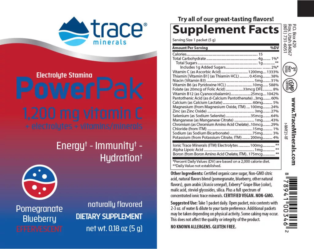 Trace Minerals Electrolyte Stamina Power Pak (30 Packs, Pomegranate Blueberry)